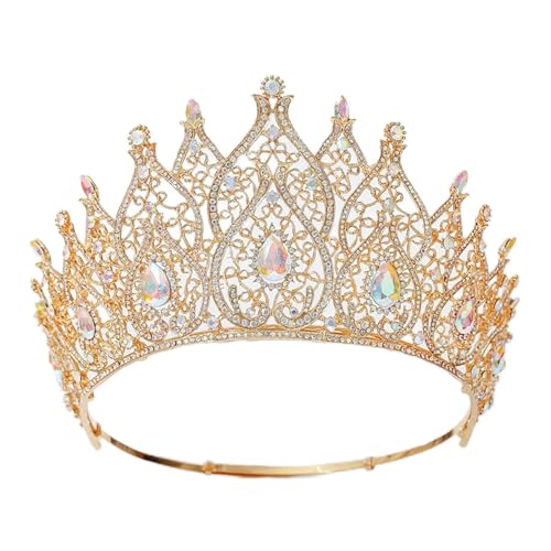Verstellbare Braut-Tiara-Krone – voller runder Kopfschmuck mit hohem Diadem für Miss Festzug Hochzeit Haarschmuck Zubehör von ZouoYYii