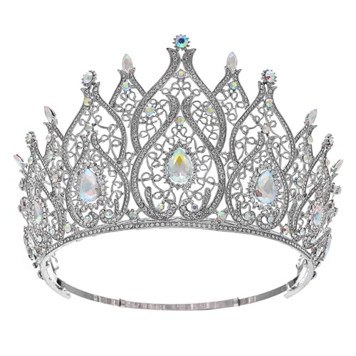 Zirkonia Kristall Tiara Krone - Runde Braut Königin für Hochzeit Party Bühnenshow Haarschmuck von ZouoYYii