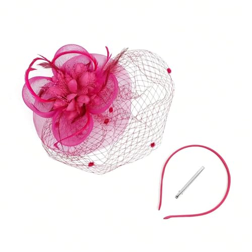 Damen Fascinator Hut - 1 Stück Teeparty Stirnband mit Netzfedern Blume Clip Hochzeit Cocktail Haarschmuck von ZouoYYii