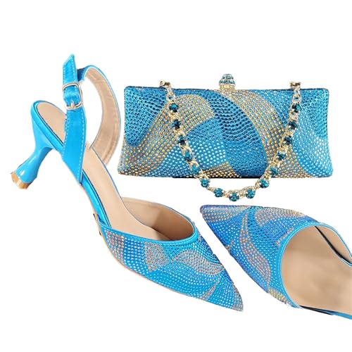 ZouoYYii Damen High Heels Clutch Bag Set - Schuhe und Geldbörse Combo für Hochzeiten & besondere Anlässe, himmelblau, 25 EU ZouoYYii Damen High Heels Clutch Bag Set - Schuhe und Geldbörse Combo für Hochzeiten & besondere Anlässe, himmelblau, 25 EU von ZouoYYii