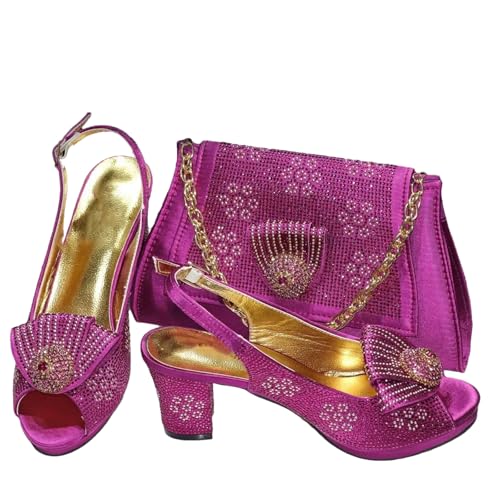ZouoYYii Damen Hochzeit Schuhe und Tasche Set - Full Diamond Decoration mit Metallverschluss Clutch, violett, 43 EU ZouoYYii Damen Hochzeit Schuhe und Tasche Set - Full Diamond Decoration mit Metallverschluss Clutch, violett, 43 EU von ZouoYYii