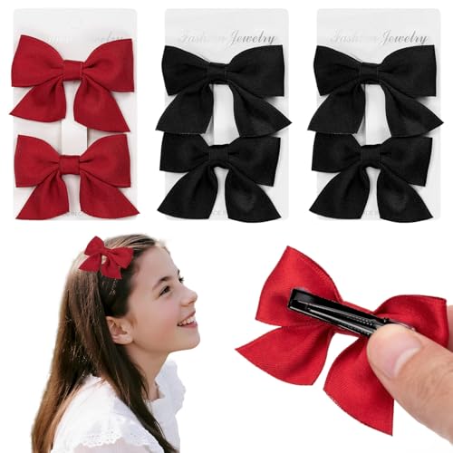 6 Stück Schleifen-Haarschleifen Mädchen, Haargummi mit Schleife, Rutschfeste Krokodil-Haarspangen, Haarschmuck fur Weihnachten Hochzeit Geburtstag, Haaraccessoires von Zouwel