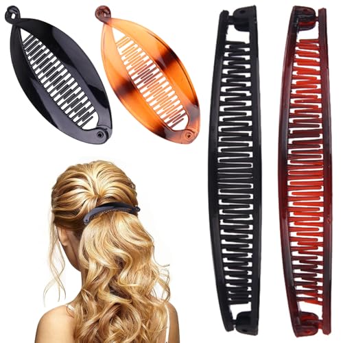 Bananen-Haarspangen-Set, 4 Stück, Bananen-Haarspangen für feines und dickes Haar, Fischschwanz-Haarspange, Kämme, Werkzeug, Doppelkamm, lange Haarspangen für Frauen und Mädchen Bananen-Haarspangen-Set, 4 Stück, Bananen-Haarspangen für feines und dickes Haar, Fischschwanz-Haarspange, Kämme, Werkzeug, Doppelkamm, lange Haarspangen für Frauen und Mädchen von Zovator