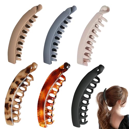 Große Bananen-Haarspange für dickes Haar, 6 Stück, Bananen-Haarspangen, große Haarspange, lockige Haarspangen für feines dickes Haar, französisches Haar-Accessoire für Mädchen und Frauen Große Bananen-Haarspange für dickes Haar, 6 Stück, Bananen-Haarspangen, große Haarspange, lockige Haarspangen für feines dickes Haar, französisches Haar-Accessoire für Mädchen und Frauen von Zovator