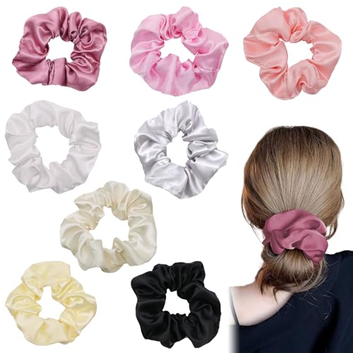 8 Stück Haargummi Damen Scrunchies Samt - Satin Haargummis Scrunchies - Gummibänder Elastischer Seide Haargummi Premium Satin Haargummis - Weiche Seile Pferdeschwanzhalter von Zovator