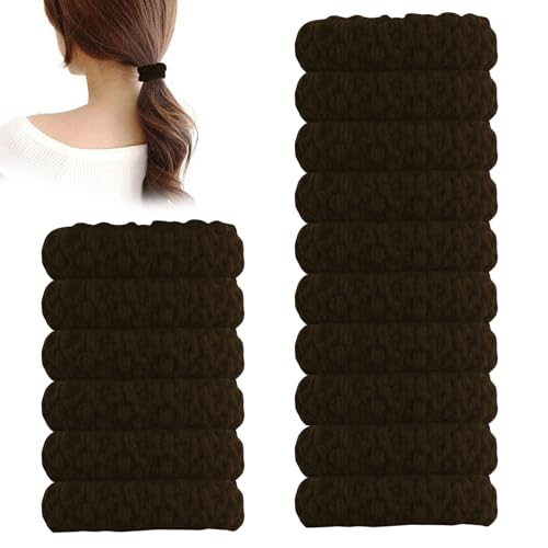 Zovator 16 Stück Dicke Haargummis, Elastische Haargummi Weich für Damen Mädchen,Nahtlose Haarbänder,Haargummi Dick Dehnbar Pferdeschwanz Halter,Dickes Baumwolle Haargummi (Braun) von Zovator