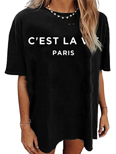 Zoyami Damen-T-Shirt, Übergröße, Grafik-T-Shirt, lässig, Sommer, locker, kurzärmelig, Buchstabe Schwarz, XX-Large Zoyami Damen-T-Shirt, Übergröße, Grafik-T-Shirt, lässig, Sommer, locker, kurzärmelig, Buchstabe Schwarz, XX-Large von Zoyami