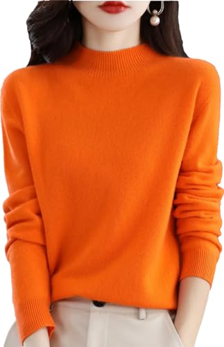 Zozogag Damen-Strickpullover Aus Merinowolle Und Kaschmir Mit Rollkragen, Langärmlig, Pullover, Oberteil Orange XXL von Zozogag