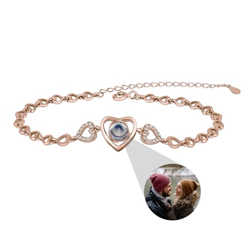 Benutzerdefinierte Foto-Armband mit Bild im Inneren personalisierte Foto Projektion Armband Ich liebe dich Armband Liebe Herz Charme Armband für Frauen Muttertag Weihnachten Schmuck Geschenk von ZqlDDayUP