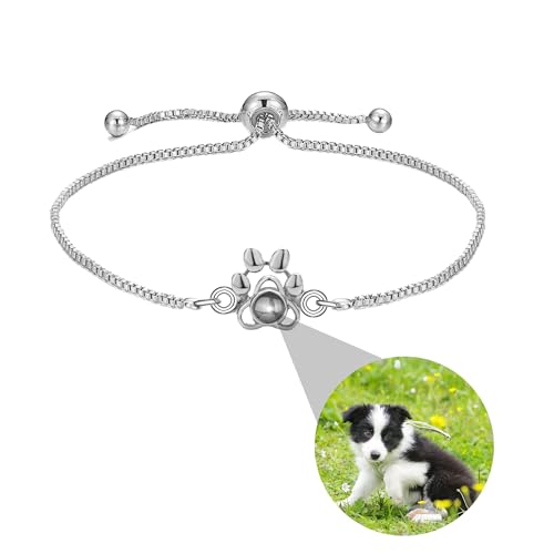 Benutzerdefinierte Foto Armband personalisierte Foto Projektion Armband mit Bild im Inneren Hund Paw Print Armbänder Puppy Image Armband Pet Lover Tier Keepsake Schmuck Geschenke für Sie Ihn von ZqlDDayUP