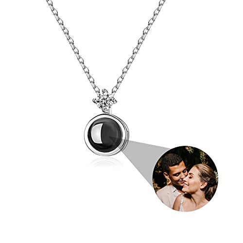 Benutzerdefinierte Foto Halskette Projektion Halskette Projektionskette mit Foto 925 Sterling Silber Personalisierte Kette mit Bild im Stein benutzerdefinierte Bild Schmuck Geschenke für Frauen von ZqlDDayUP