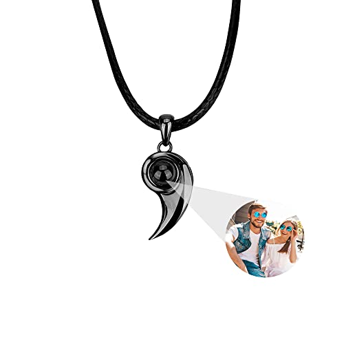 Benutzerdefinierte Foto Projektion Halskette personalisierte Herz-Halskette mit Bild Freundschaft passende Halsketten Yin Yang Anhänger Halskette für Männer Frauen Liebe Herz Puzzle Paare Halskette von ZqlDDayUP
