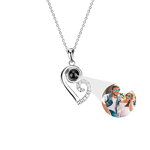 Benutzerdefinierte Foto Projektion Halskette personalisierte Herz-Halskette mit Bild Freundschaft passende Halsketten Yin Yang Anhänger Halskette für Männer Frauen Liebe Herz Puzzle Paare Halskette von ZqlDDayUP