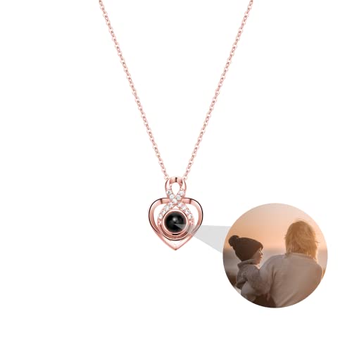 Benutzerdefinierte Herz-Foto-Halskette Personalisierte Foto Projektion Halskette mit Bild 925 Sterling Silber Infinity Halskette Benutzerdefinierte Bild Halskette Schmuck Geschenk für Frauen von ZqlDDayUP