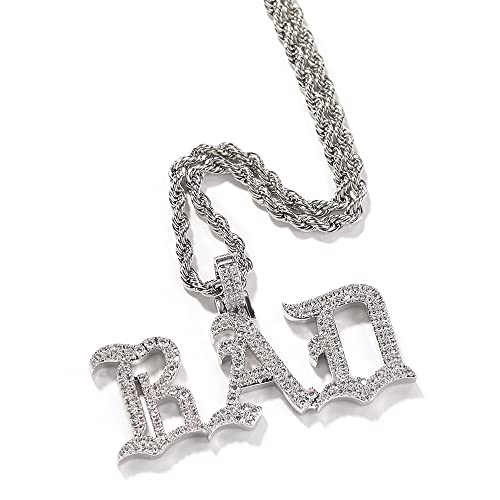 Benutzerdefinierte Old English Name Halskette personalisierte Iced Out Anhänger Kette benutzerdefinierte Skript Initial Namensschild Halsketten Hip Hop Diamantkette Anhänger Halskette für Männer von ZqlDDayUP