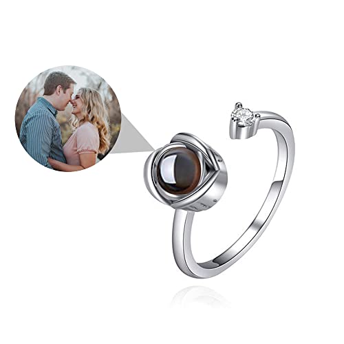 Benutzerdefinierte Ring mit Bild für Frauen personalisierte Foto Ring Herz Versprechen Ring 925 Sterling Silber Rose geformt Verlobungsring Romantisches Geschenk für Valentinstag, Geburtstag von ZqlDDayUP