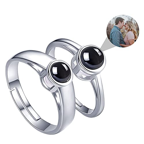 Custom Photo Ring Personalisierte Foto Projektion Ring mit Bild 925 Sterling Silber Paar Ringe Verlobung Hochzeit Versprechen Ringe Band Open Ring Romantische Geschenke für ihn ihr von ZqlDDayUP