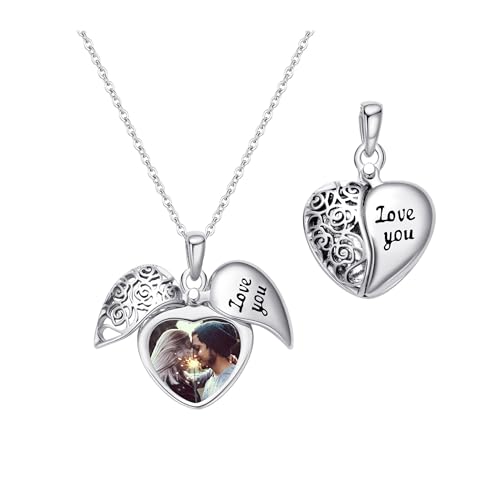 Individuelle Bild-Halskette Personalisierte Herz-Medaillon-Halskette mit Bild im Inneren Personalisierter Erinnerungs-Medaillon-Schmuck Erinnerungs-Schmuckgeschenk für Frauen, Mutter, Ehefrau von ZqlDDayUP