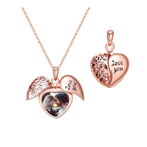 Individuelle Bild-Halskette Personalisierte Herz-Medaillon-Halskette mit Bild im Inneren Personalisierter Erinnerungs-Medaillon-Schmuck Erinnerungs-Schmuckgeschenk für Frauen, Mutter, Ehefrau von ZqlDDayUP
