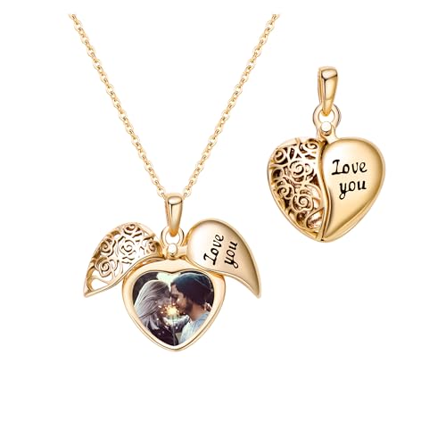 Individuelle Bild-Halskette Personalisierte Herz-Medaillon-Halskette mit Bild im Inneren Personalisierter Erinnerungs-Medaillon-Schmuck Erinnerungs-Schmuckgeschenk für Frauen, Mutter, Ehefrau von ZqlDDayUP
