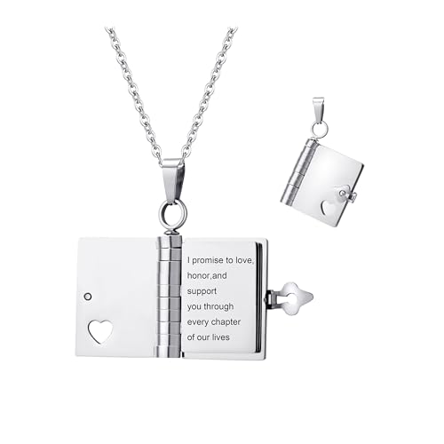 Individuelle Halskette mit geheimer Botschaft Personalisierte Buch-Anhänger-Halskette Öffnbarer mehrschichtiger Buch-Anhänger mit 6 Seiten gravierten Informationen, romantisches Schmuckgeschenk von ZqlDDayUP