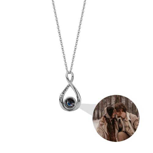 Individuelles Bild Halskette personalisierte Foto Projektion Halskette mit Bild im Inneren Infinity Anhänger Halskette Ich liebe dich Halskette personalisierten Gedenk-Schmuck-Geschenk für Frauen von ZqlDDayUP