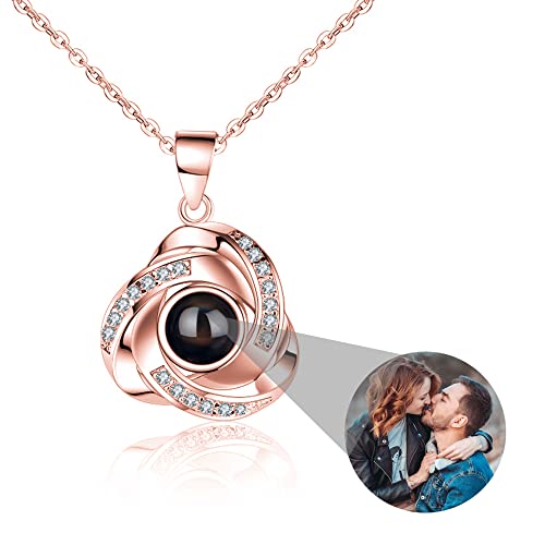 Personalisierte Foto-Halskette mit Bild innen benutzerdefinierte Bild Projektion Halskette Sterling Silber Ich liebe dich Halskette Jahrestag Geburtstag Mütter Tag Schmuck Geschenke für Mama Frauen von ZqlDDayUP