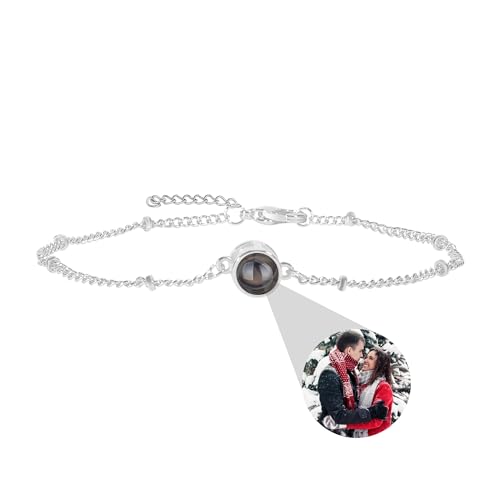 Personalisierte Foto Projektion Armband mit Bild innen, benutzerdefinierte Foto-Armband Ich liebe dich Bild Armband Customized Kreis Foto Armband oder Anklet Memorial Schmuck Geschenk für Frauen von ZqlDDayUP