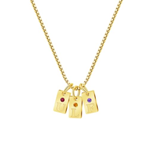 Personalisierte Initialen-Halskette mit Geburtsstein, 1-7 Anhänger, individuell gestaltbare Buchstaben A-Z Initialen-Anhänger-Halskette, Familien-Schmuckgeschenk für Frauen mit mehreren Buchstaben von ZqlDDayUP