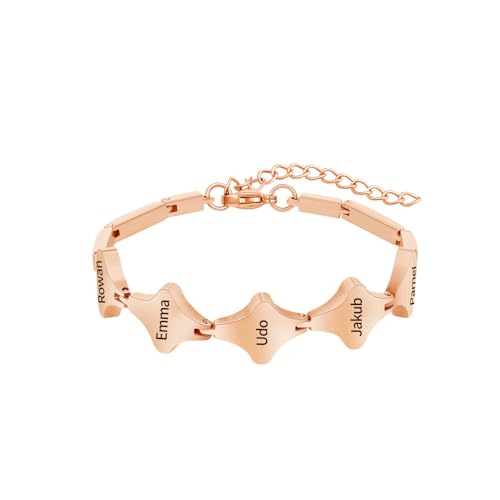 Personalisiertes vierblättriges Kleeblatt-Armband mit 1–9 Namen Individuell gravierte Namensarmbänder für Frauen, Glücksbringer-Armbänder mit vierblättrigem Kleeblatt Schmuckgeschenk für Sie von ZqlDDayUP