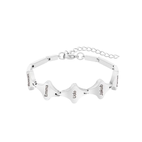 Personalisiertes vierblättriges Kleeblatt-Armband mit 1–9 Namen Individuell gravierte Namensarmbänder für Frauen, Glücksbringer-Armbänder mit vierblättrigem Kleeblatt Schmuckgeschenk für Sie von ZqlDDayUP