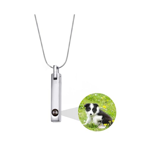 ZqlDDayUP 4 Seiten Bar Halskette Personalisierte Foto Projektion Halskette Benutzerdefinierte Foto Vertikale Cuboid Bar Anhänger Halsketten 925 Sterling Silber Personalisierte Gedenkschmuck Geschenke von ZqlDDayUP