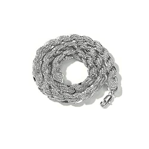 ZqlDDayUP 9mm Rope Twist Kette Halskette 18K Gold Plated Lab Diamond Iced Out Heavy Rope Kette Halskette Hip Hop Schmuck für Männer Frauen von ZqlDDayUP