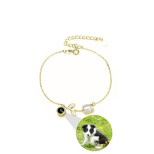 ZqlDDayUP Benutzerdefinierte Armbänder mit Bild Innen Personalisierte Foto Projektion Anhänger Tulpe Blume Armbänder Kreative Projektion Schmuck für Mama Frau Muttertag Geburtstagsgeschenk von ZqlDDayUP