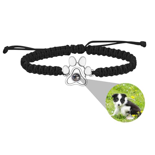 ZqlDDayUP Benutzerdefinierte Bild Armband - Personalisiertes Foto Mit Hund Pfote Projektion im Inneren - Paw Charm Memory Geschenk für Tierliebhaber von ZqlDDayUP