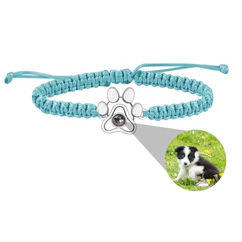 ZqlDDayUP Benutzerdefinierte Bild Armband - Personalisiertes Foto Mit Hund Pfote Projektion im Inneren - Paw Charm Memory Geschenk für Tierliebhaber von ZqlDDayUP