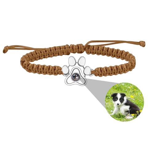 ZqlDDayUP Benutzerdefinierte Bild Armband - Personalisiertes Foto Mit Hund Pfote Projektion im Inneren - Paw Charm Memory Geschenk für Tierliebhaber von ZqlDDayUP