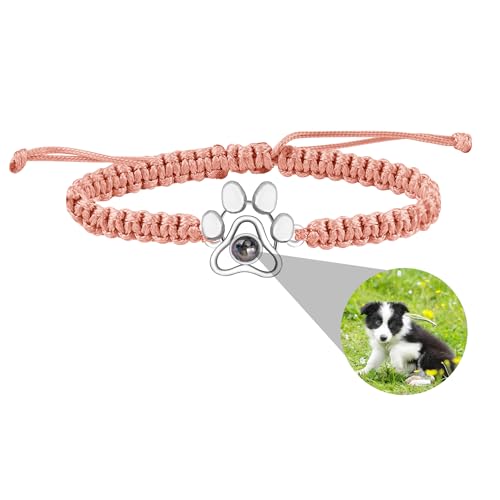 ZqlDDayUP Benutzerdefinierte Bild Armband - Personalisiertes Foto Mit Hund Pfote Projektion im Inneren - Paw Charm Memory Geschenk für Tierliebhaber von ZqlDDayUP