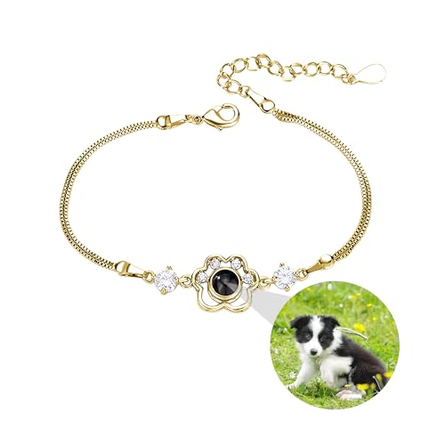 ZqlDDayUP Benutzerdefinierte Bild Armband personalisierte Foto Armband Hund Pfote Projektion Armband mit Bild innen Tier Keepsake Schmuck Hund Mutter Geschenke für Frauen Weihnachten Schmuck Geschenk von ZqlDDayUP