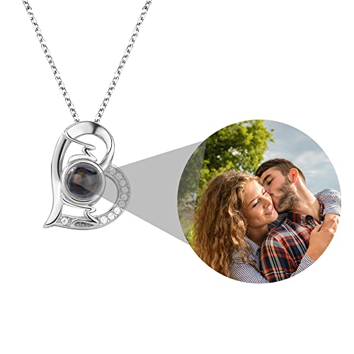 ZqlDDayUP Benutzerdefinierte Bild Halskette Foto Projektion Halskette personalisierte Geschenke für Mama 925 Sterling Silber Herz Mama Halskette Schmuck Geschenke für Mama Oma Frau von Tochter Sohn von ZqlDDayUP