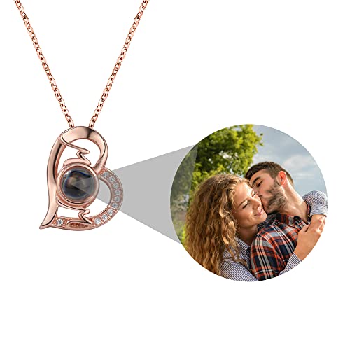 ZqlDDayUP Benutzerdefinierte Bild Halskette Foto Projektion Halskette personalisierte Geschenke für Mama 925 Sterling Silber Herz Mama Halskette Schmuck Geschenke für Mama Oma Frau von Tochter Sohn von ZqlDDayUP