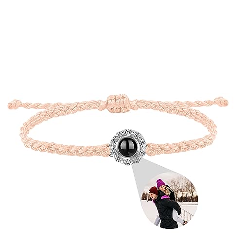 ZqlDDayUP Benutzerdefinierte Foto Armband personalisierte Foto Projektion Armband runde Form Charme Armband Kreis Foto Armbänder mit Bild innen, kundengebundene Memorial Geschenke für Frauen Männer von ZqlDDayUP