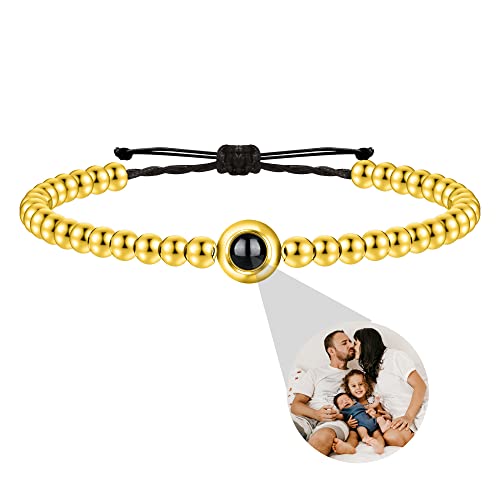 ZqlDDayUP Benutzerdefinierte Foto Projektion Armband Personalisierte Foto-Armband Kreis Foto Armband Ich liebe dich Bild Armband Paare Armbänder mit Bild innen, Perlen Armbänder für Männer Frauen von ZqlDDayUP