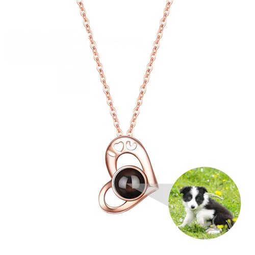 ZqlDDayUP Benutzerdefinierte Halsketten mit Bild innen, Bild Halskette personalisierte Foto Projektion Anhänger 925 Sterling Silber Ich liebe Sie Herz Halskette für Frauen Gedenkgeschenke von ZqlDDayUP