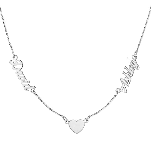 ZqlDDayUP Benutzerdefinierte jeder Name Halskette mit Herz, 18K Gold plattiert Edelstahl personalisierte Name Halskette Namensschild Anhänger Schmuck Geschenk für Frauen von ZqlDDayUP