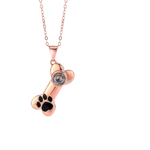 ZqlDDayUP Bild-Halskette personalisierte Foto Projektion Halskette mit Bild innen, benutzerdefinierte Hundeknochen Pfote drucken Anhänger Halskette personalisierte Haustier Gedenkgeschenk für Frauen von ZqlDDayUP