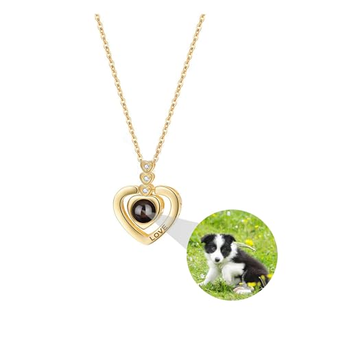 ZqlDDayUP Individuell gestaltbare Halskette mit Fotoprojektion und Bild im Inneren – Personalisierter Schmuck als Geschenk für sie, gravierbarer Herzanhänger für Mutter, Ehefrau oder Freundin von ZqlDDayUP
