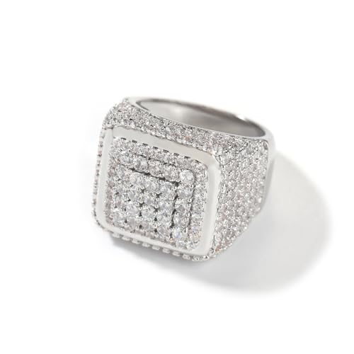 ZqlDDayUP Mens Big Diamond Rings 18k Gold Plated Iced Out Lab Simulated Diamond Micro Pave CZ Pinky Ring Luxury Full Diamond Square Ring Hip Hop Schmuck für Männer Frauen ZqlDDayUP Mens Big Diamond Rings 18k Gold Plated Iced Out Lab Simulated Diamond Micro Pave CZ Pinky Ring Luxury Full Diamond Square Ring Hip Hop Schmuck für Männer Frauen von ZqlDDayUP