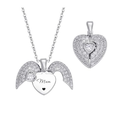 ZqlDDayUP Mutter-Halskette Personalisierte Namens-Herz-Medaillon-Halskette Individuell gestalteter Namensanhänger Gedenkschmuck Geschenke für Mutter, Ehefrau, Freundin von ZqlDDayUP