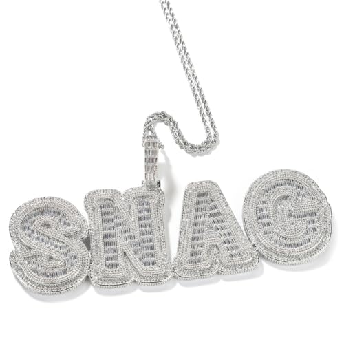 ZqlDDayUP Name Halskette Personalisierte Iced Out Kette 18K Gold Platte Namensschild Halskette Benutzerdefinierte Name Initial Halskette Buchstabe Charme Anhänger Hip Hop Schmuck für Männer Frauen von ZqlDDayUP